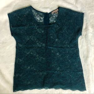 Teal Lace Blouse with Button design